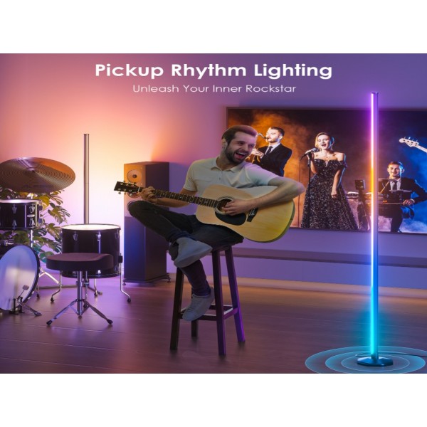 bedee LED Corner Floor Lamp: RGB Color Changing Floor Lamp with Music Sync, Modern Standing Light with Remote and App Control