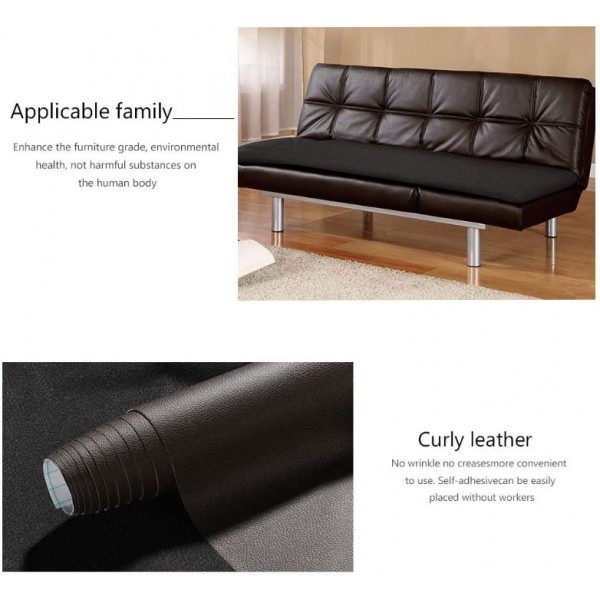 Self-Adhesive Leather Repair Patch – 50x137cm Black Leather Fabric for Sofa, Seat & Furniture Renovation (Decorative & Durable)
