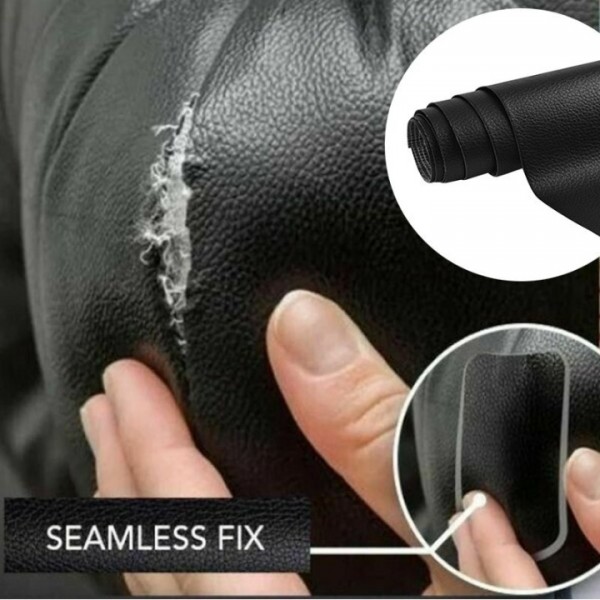 Self-Adhesive Leather Repair Patch – 50x137cm Black Leather Fabric for Sofa, Seat & Furniture Renovation (Decorative & Durable)