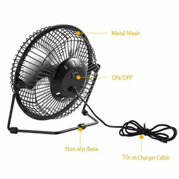 Portable USB Mini Solar Fan - 360° Adjustable, 2.5W Metal Mesh Cooling Fan (Dual Power: Solar/USB)