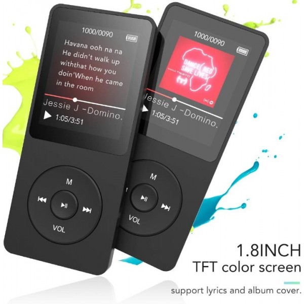 Bluetooth MP3 Player mit LCD-Display – HiFi-Klang & Bass Boost, FM-Radio, 16GB Speicher (erweiterbar) – Tragbarer Musikplayer mit Kopfhöreranschluss & langer Akkulaufzeit