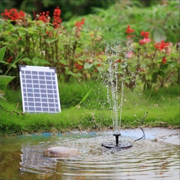 Solar Fountain Pump with 6 Spray Nozzles - Solar Panel Powered Water Pump for Garden Pond, Bird Bath & Outdoor Decor
