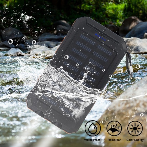 30000mAh Solar Power Bank - Waterproof Portable Charger with Dual USB & LED Light for Outdoor Camping & Emergency