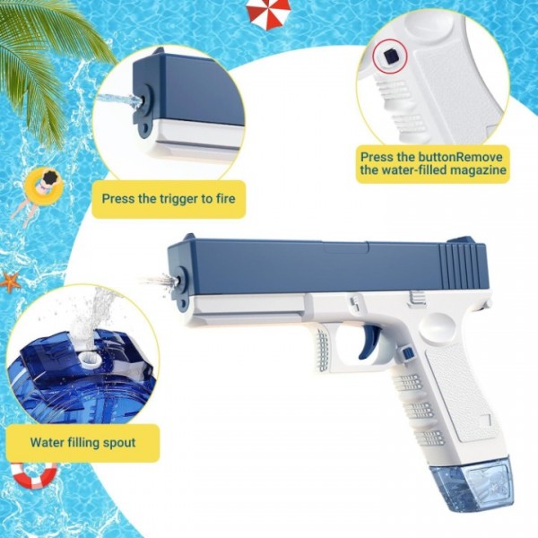 58CC Electric Water Gun - One-Touch Automatic Water Spray Gun for Summer Pool, Beach & Outdoor Party Fun