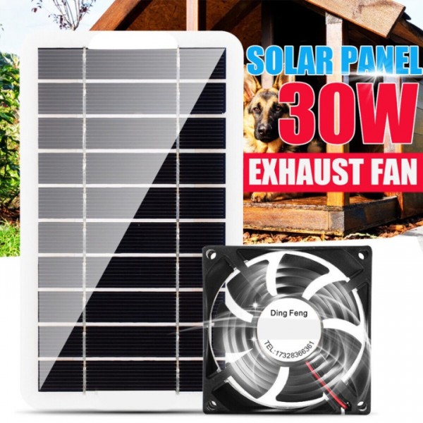 30W Solar Powered Exhaust Fan - Auto-On/Off Ventil...