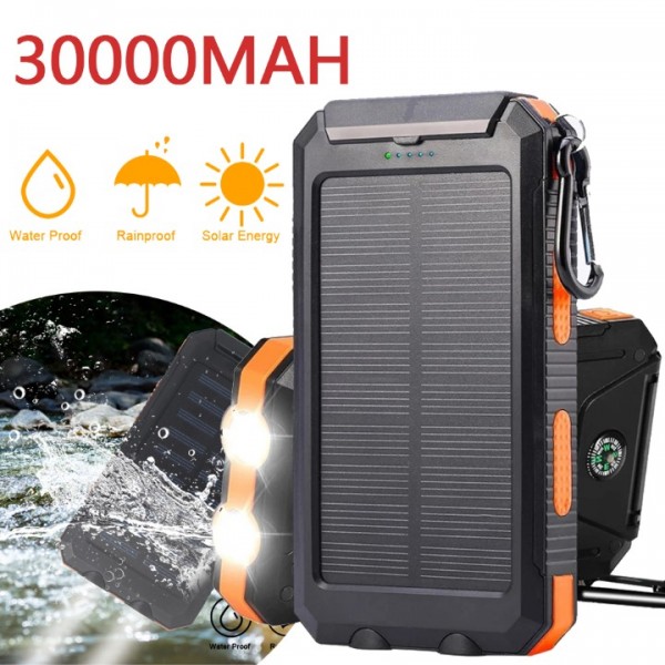 30000mAh Solar Power Bank - Waterproof Portable Ch...