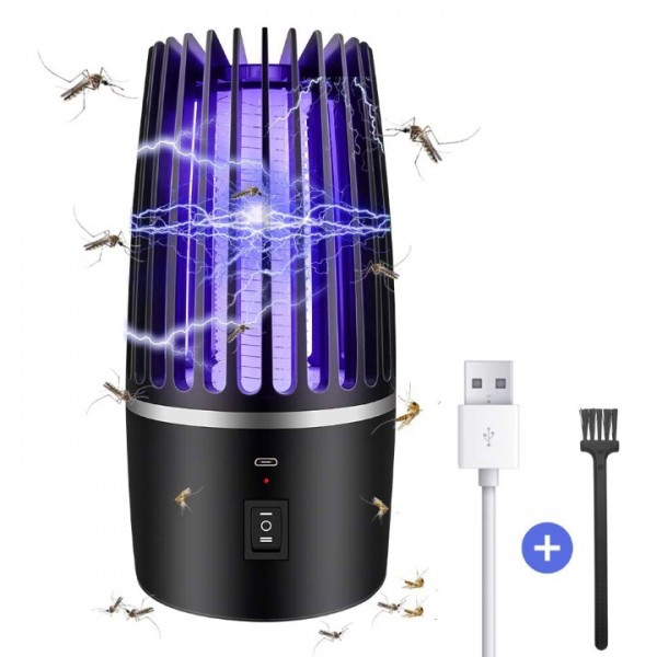 2-in-1 Electric Mosquito Killer Lamp - USB Rechargeable, UV Light Insect Trap & Repellent for Indoor/Outdoor Use