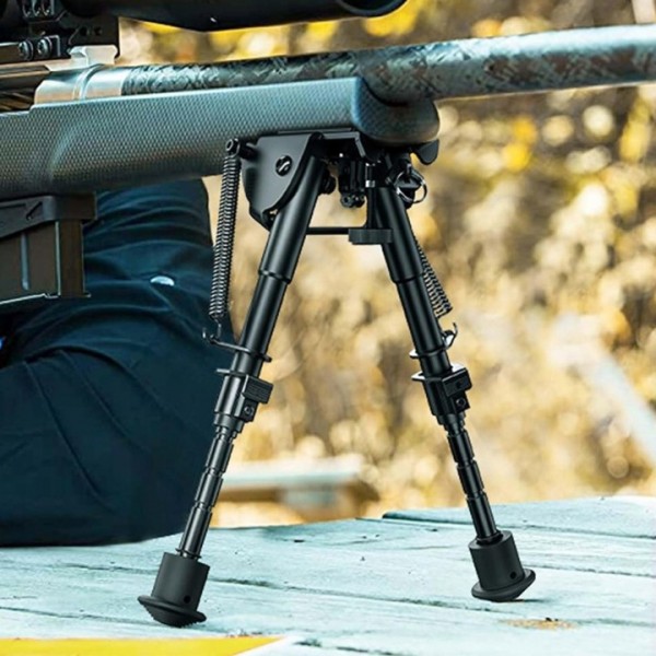 Air Rifle Bipod 6-9 Inch Adjustable Spring Swivel Stand - Hunting Shooting with Non-Slip Rubber Pads