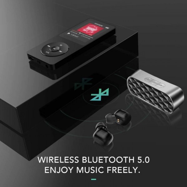 Bluetooth MP3 Player mit LCD-Display – HiFi-Klang & Bass Boost, FM-Radio, 16GB Speicher (erweiterbar) – Tragbarer Musikplayer mit Kopfhöreranschluss & langer Akkulaufzeit