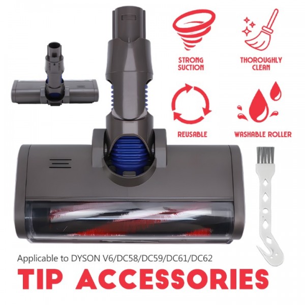 Turbo Brush Attachment For Dyson Vacuum Cleaner V6/DC58/DC59/DC61/DC62 With 4 Independent LED Lights