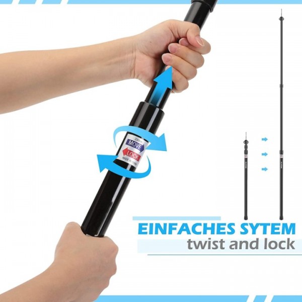 bedee Adjustable Telescopic Aluminum Tent Poles - 4-Section Lightweight Poles for Hammocks, Awnings & Canopies | Portable Camping Shelter Support