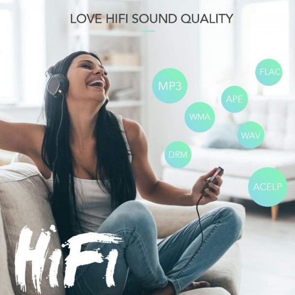 Bluetooth MP3 Player mit LCD-Display – HiFi-Klang & Bass Boost, FM-Radio, 16GB Speicher (erweiterbar) – Tragbarer Musikplayer mit Kopfhöreranschluss & langer Akkulaufzeit