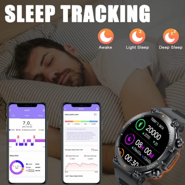  Smart Watch 1.39" HD Touchscreen Fitness Tracker mit Herzfrequenzmesser Schlafmonitor