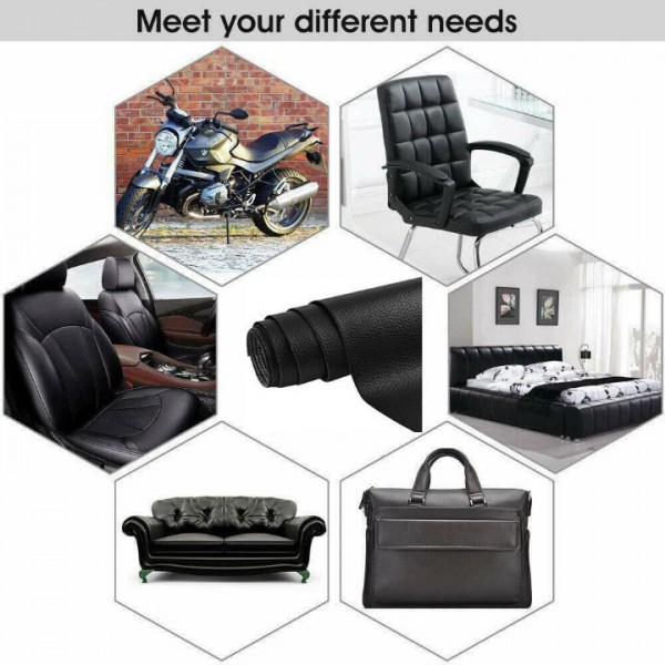 Self-Adhesive Leather Repair Patch – 50x137cm Black Leather Fabric for Sofa, Seat & Furniture Renovation (Decorative & Durable)