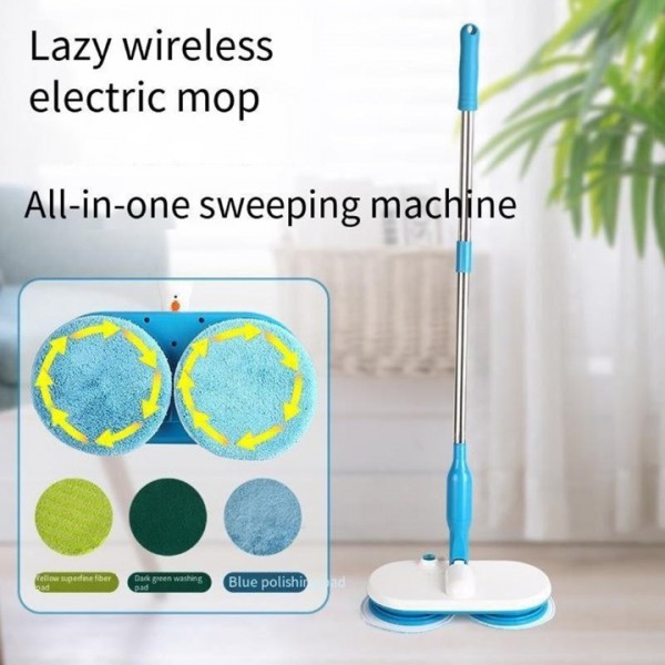 360° Dual-Swivel Electric Mop - Rechargeable Wireless Floor Cleaner for Wood/Tile/Ceramic, Deep Scrubbing & Hands-Free Washing