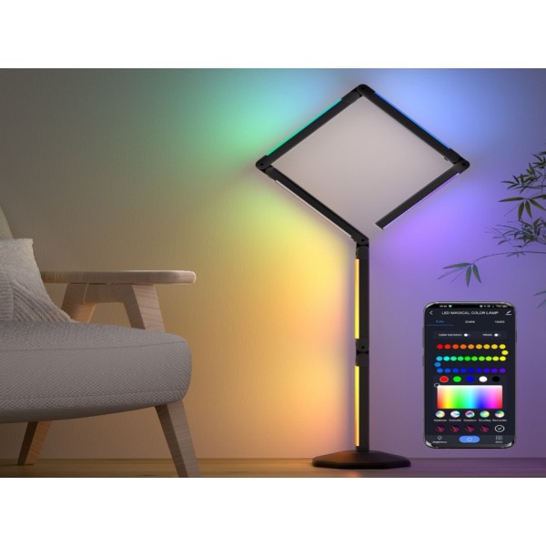 bedee LED Corner Floor Lamp: DIY Shaped RGB Floor Lamp with Music Sync and Timing, Modern 16 Million Color Changing Standing Light with Smart Remote and  App Control
