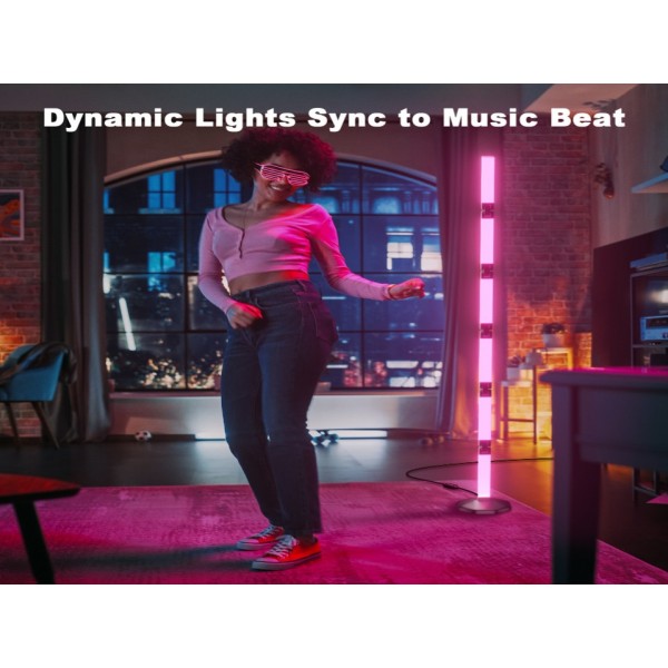 bedee LED Corner Floor Lamp: DIY Shaped RGB Floor Lamp with Music Sync and Timing, Modern 16 Million Color Changing Standing Light with Smart Remote and  App Control