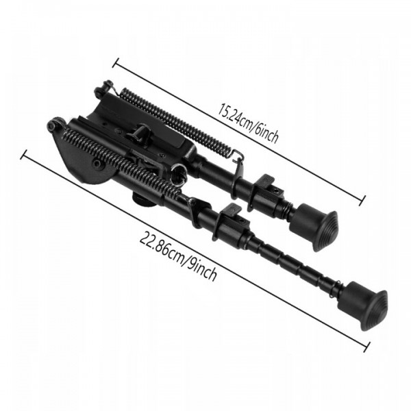 Air Rifle Bipod 6-9 Inch Adjustable Spring Swivel Stand - Hunting Shooting with Non-Slip Rubber Pads