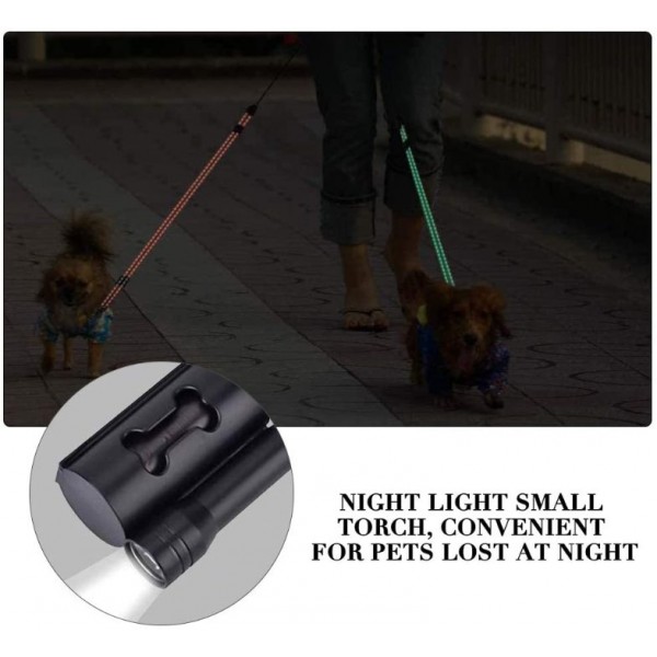 Double Retractable Dog Leash - 3M (10ft) LED Lighted Leash for Two Dogs, Flexible & Tangle-Free with Safety Light