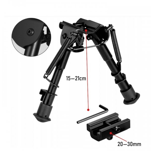 Air Rifle Bipod 6-9 Inch Adjustable Spring Swivel Stand - Hunting Shooting with Non-Slip Rubber Pads