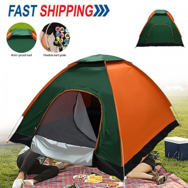 Camping Tent For Pop-Up 3-4 Person Ultra-Light Portable Breathable Windproof UV Protection