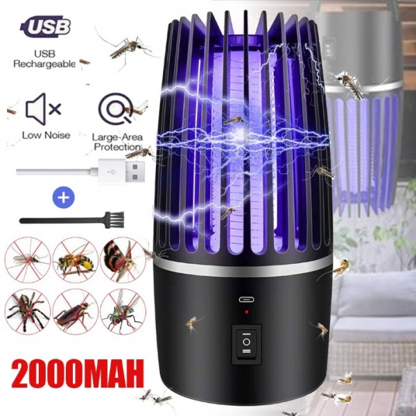 2-in-1 Electric Mosquito Killer Lamp - USB Rechargeable, UV Light Insect Trap & Repellent for Indoor/Outdoor Use
