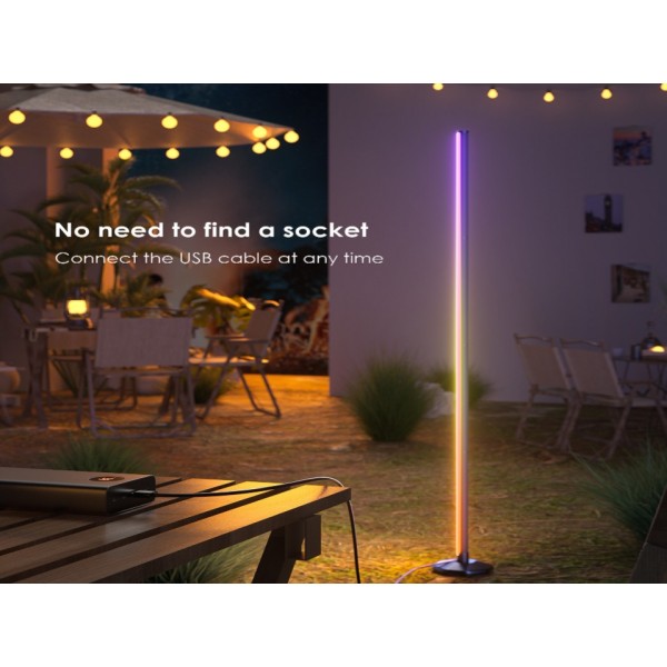 bedee LED Corner Floor Lamp: RGB Color Changing Floor Lamp with Music Sync, Modern Standing Light with Remote and App Control