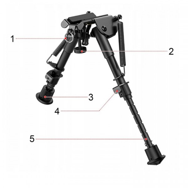 Air Rifle Bipod 6-9 Inch Adjustable Spring Swivel Stand - Hunting Shooting with Non-Slip Rubber Pads