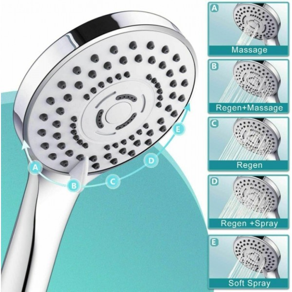 Hansgrohe Handbrause Duschkopf Brausekopf 5 Strahlarten mit 1,5M-Schlauch NEU
