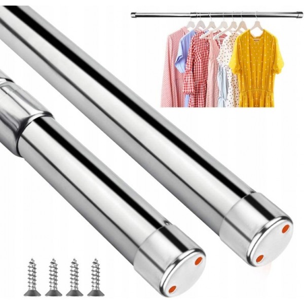Extendable Telescopic Curtain Rod Rail Wardrobe Cl...