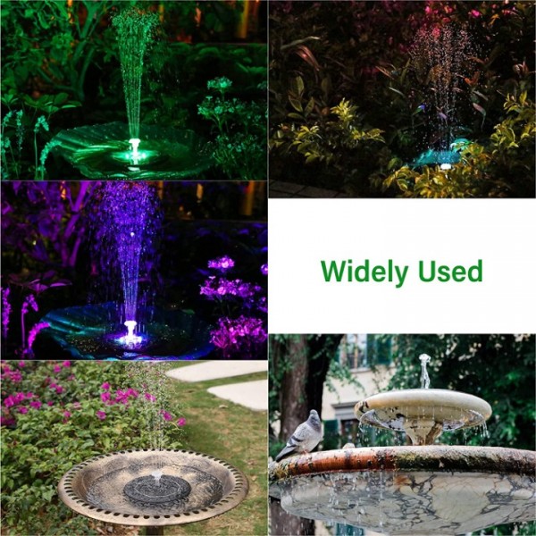 Solar-Teichpumpe mit schwimmendem Springbrunnen – Wasserspiel & Fontäne für Gartenteich, Brunnen oder Vogelbad – Ohne Strom, inkl. 6Düsen & LED-Beleuchtung – Leise & wartungsfrei