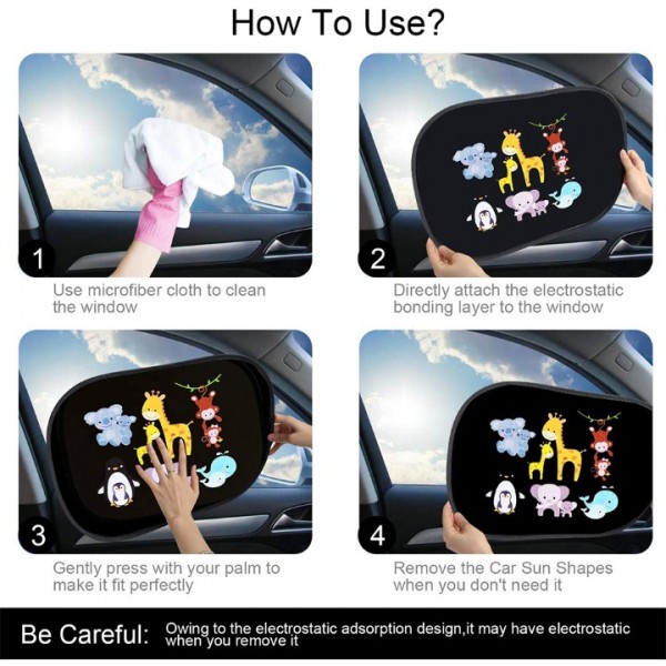 New 2pcs Animal Car Side Window Sun Shade Visor UV Protector For Baby Kids UK