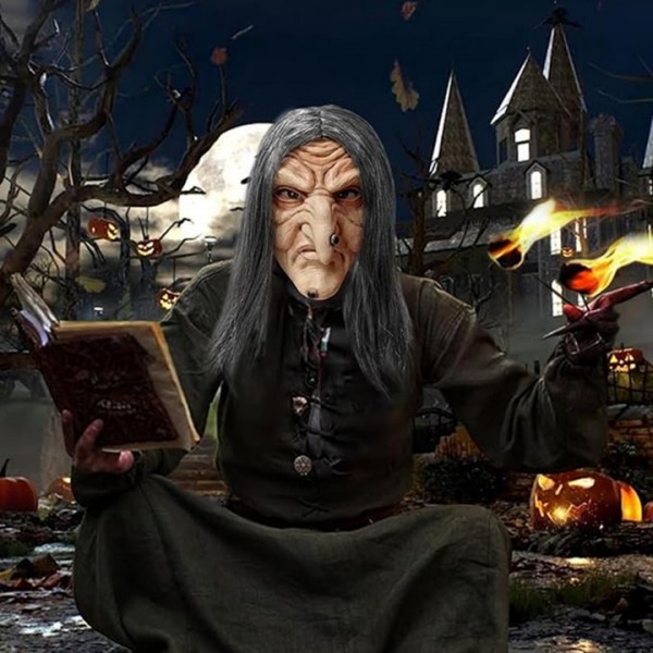 Scary Witch Latex Mask for Halloween Party Cosplay Costume