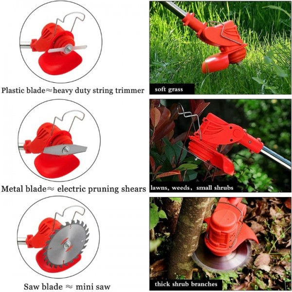 Elektro-Rasentrimmer mit Unkrautbürste & 2x 3000mAh Akku - Kabelloser Freischneider inkl. Ladegerät - Leicht & Leistungsstark für Gartenarbeit