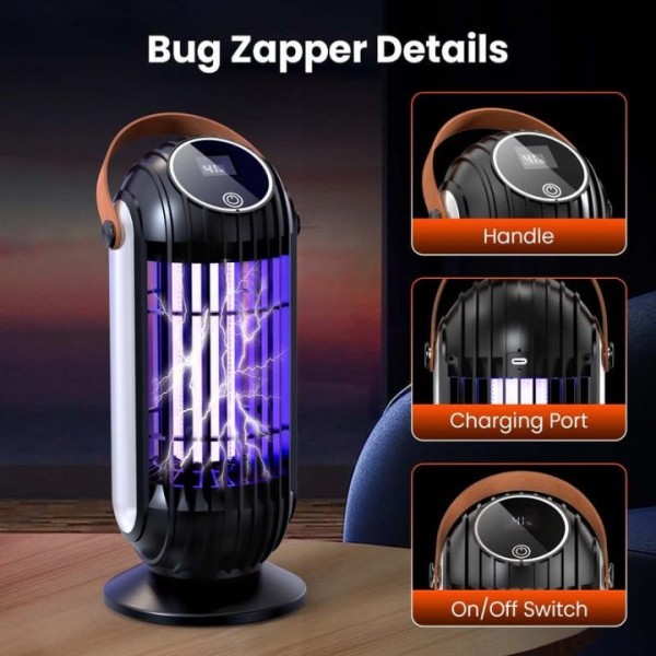 Mosquito Killer Lamp Electric Rechargeable Zapper Bug Fly Insect Trap UV Light