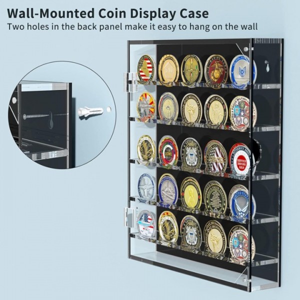 45 Coin Holder Challenge Coin Display Case Acrylic Military Medals Shadow Box