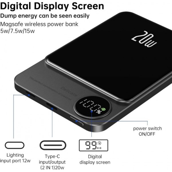 Magnetic Wireless Power Bank Fast Charging Portable Battery Pack