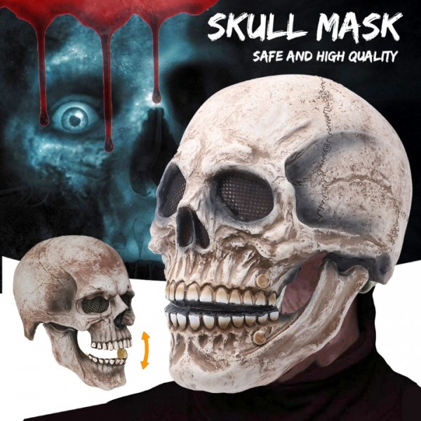 Realistic Skull Mask Latex with Moving Jaw for Halloween Cosplay