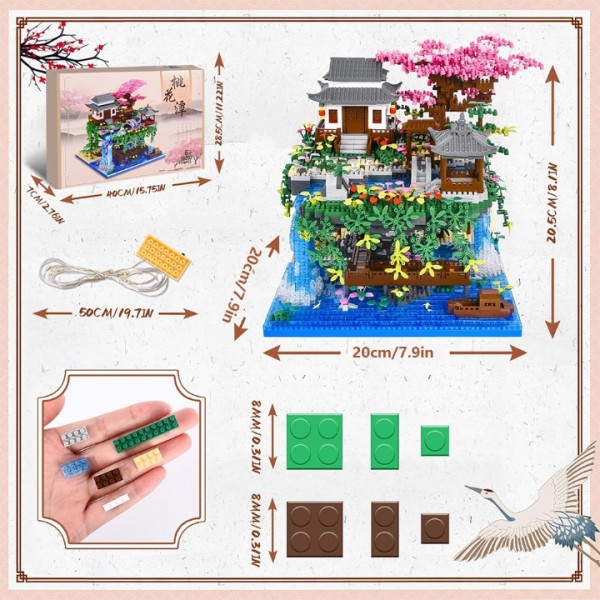 Chinese Architecture Building Blocks with LED Light Set