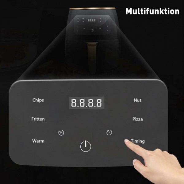 XXL Heißluftfritteuse 2400W – Extra großer Airfryer mit Digitaldisplay & 7-in-1 Funktionen (Backen, Grillen, Frittieren) – Schwarz, spülmaschinenfest & energieeffizient