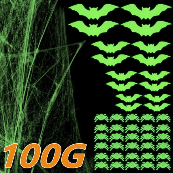 Glow Luminous Spider Web Set with Spiders and Bats