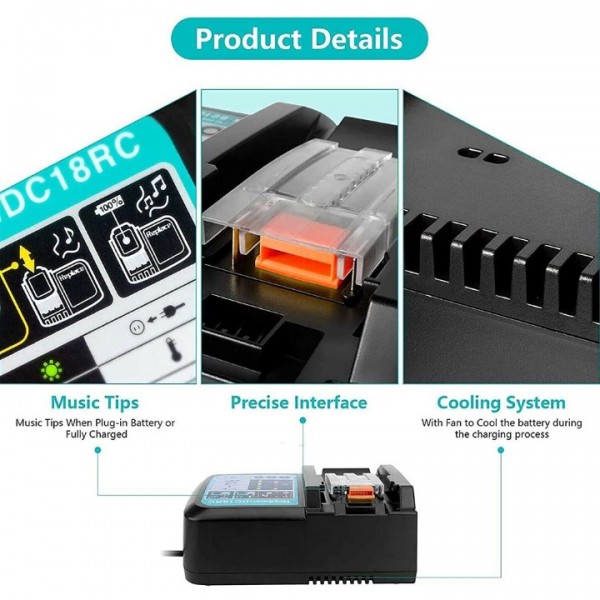 DC18RC Ladegerät Li-Ion Akku Für Makita 18V BL1815 BL1830 Schnellladegerät 14.4V