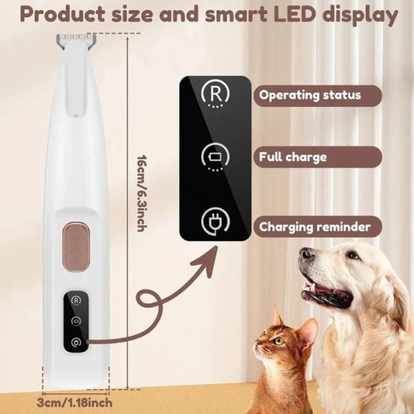 Hundeschermaschine Pfotentrimmer mit LED-Licht Was...