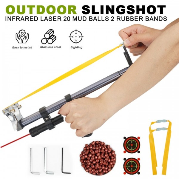 Powerful Hun-ting Slingshot High Velocity Laser Aiming Sight 2pc rubber band