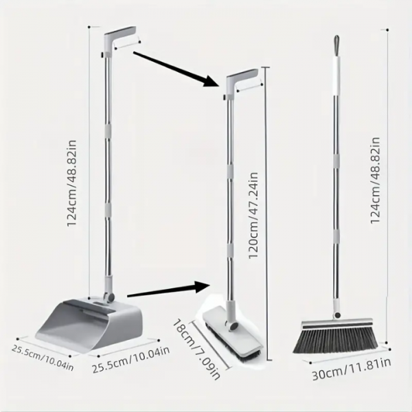 180 Degree Rotating Broom and Dustpan Set for Deep Cleaning