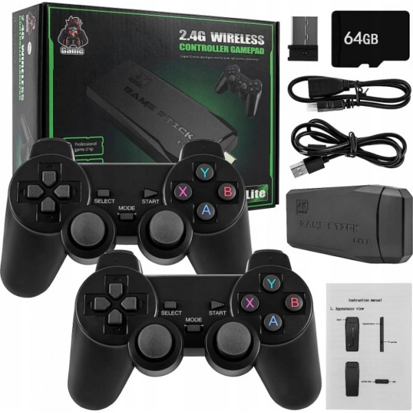 4K Retro Game Console 20000+ Video Game Stick +2x Wireless Controllers Plug&Play