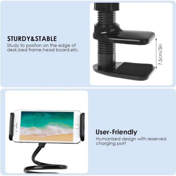 360° Flexible Gooseneck Lazy Bed Clamp Stand Holder Mount For iPad Tablet Arm UK
