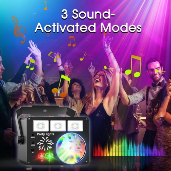 3-in-1 DJ Disco Party Light with Rotating Honeycomb