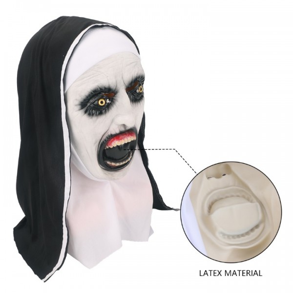 Scary Nun Valak LED Halloween Mask Full Head Costume