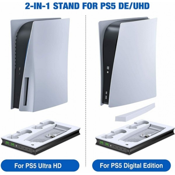 PS5 Cooling Stand with Dual Controller Charging Dock Station